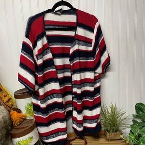 Fashion Bug V-neck Short Sleeved Striped Cardigan Size 26/28